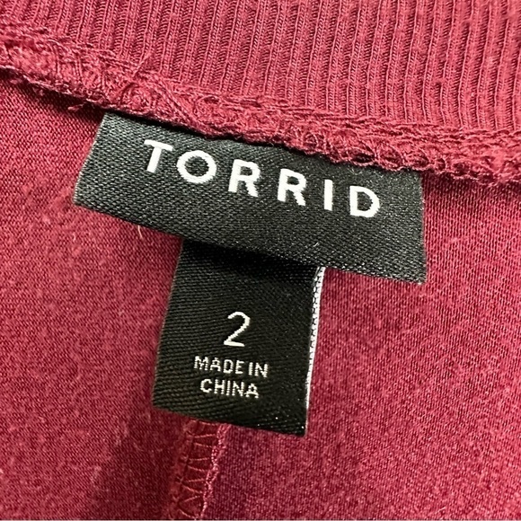 Torrid Burgundy Red Ruched Long Sleeve Bodycon Dress, size 2X - Picture 9 of 11